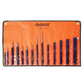 Groz 33001 Punch and Chisel Set, 14pc with Pouch