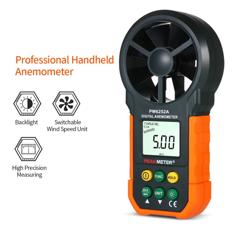 PEAKMETER Handheld Anemometer Portable Wind Speed Meter CFM Meter Wind