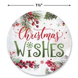 Current Berries & Pine Seals - Set of 72 Holiday Envelope Stickers, 1.5 inches Diameter, for Cards, Presents, and Crafts, Christmas Stationary