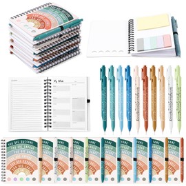 Janlaugh 20 Pcs Mental Health Awareness Gifts Includes 10 Mental Health Planners Notebook with Adhesive Notes 10 Ballpoint Pen Therapist Journal Self Care Items Positive Affirmation