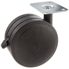Shepherd Softech Series 125mm Diameter Soft Tread Unhooded Twin Thermoplastic Elastomer Wheel Swivel Caster with Brake, 3-3/4" Length x 2-5/8" Width Plate, 225 lbs Capacity, Black