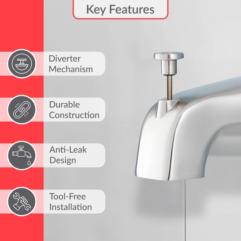 Proplus 101017 Bathtub Spout with Diverter Repair Kit in Chrome