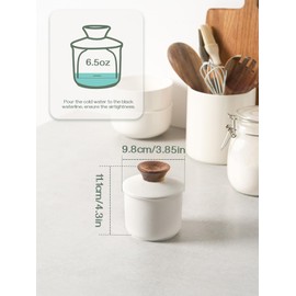 DOWAN French Butter Crock for Countertop, Ceramic Butter Dish with Waterline, Porcelain Butter Container for Spreadable Soft Butter, French Butter Dish with Lid