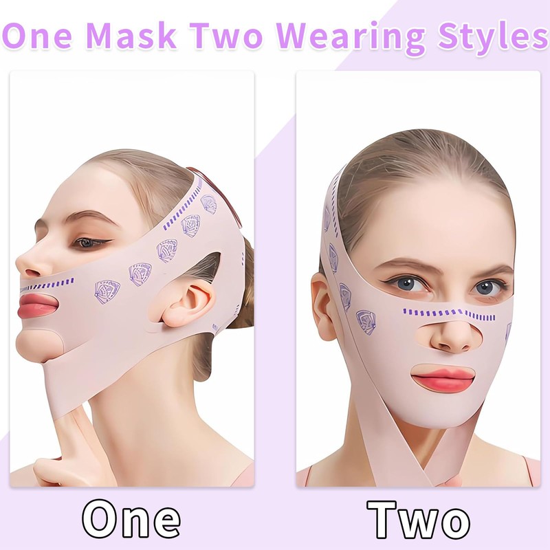 Face Bands,V Line Lifting Mask,Face Contouring Sleeping Anti-Wrinkle Band（Pink）