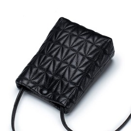 Yocipa Women's Leather Mini Shoulder Bag, Multi-functional Smartphone Pouch, Genuine Leather, Lightweight Small Bag, Crossbody Handbag, 2-Way Smartphone Bag, Fashionable Portable Pouch, Black