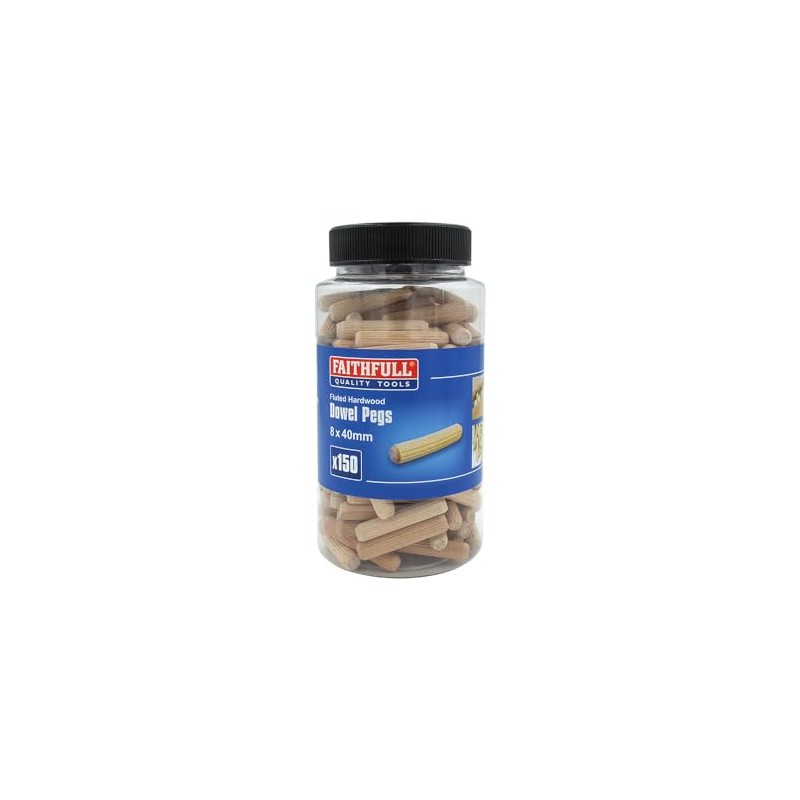 Faithfull Beechwood Dowels - 8mm x 40mm (Tub of 150)