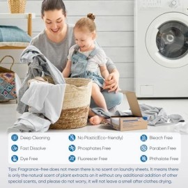 Laundry Detergent Sheets Eco Friendly Unscented Travel Ready