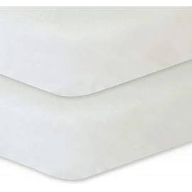 2 Pack Waterproof Pack N Play Sheets 27"x 39", Organic Cotton Mini Portable Crib Sheet with Mattress Pad Cover Protection for Playard, Stretchy Pack and Play Fitted Sheet, White