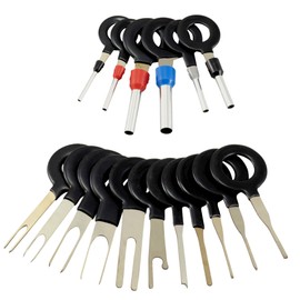 18-piece set. Release tool set for flat and round plug contacts
