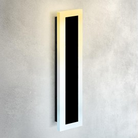 ASD LED 24 Inch Long Flush Mount Wall Light Fixture | 24W 2000LM 3000K-5000K 100-277V | 3CCT, Dimmable, Waterproof, Wide Acrylic, ETL Listed | Linear Outdoor Sconce, Exterior Lighting | Black