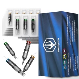 Poseidon Tattoo Needles Set of 50 - Various Sizes (Round Liner, Shaver, Magnum) with Curved/Round Tip - 5RL 7RL 9RL 5RS 7RS 9RS 15M1 21M1 15 cm 21 cm - Sterile Disposable Tattoo Needles
