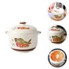 Cabilock 450ml Ceramic Stewing Pot with Lid Round Casserole Clay