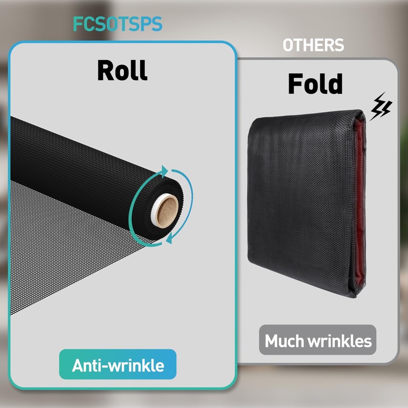 FCSOTSPS Pet Proof Window Door Screen Roll,37.4INx16.4FT Polyester Window Screen