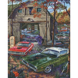 Vermont Christmas Company Cars on The Farm Jigsaw Puzzle - 1000 Piece Puzzle for Adults - Large Pieces, Fully Interlocking & Randomly Shaped Pieces - Jigsaw Puzzles for Adults 1000 Pieces (30" x 24")
