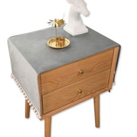 YASSINHE Bedside Table Cover Nightstand Dust Cover Table Runner-Grey