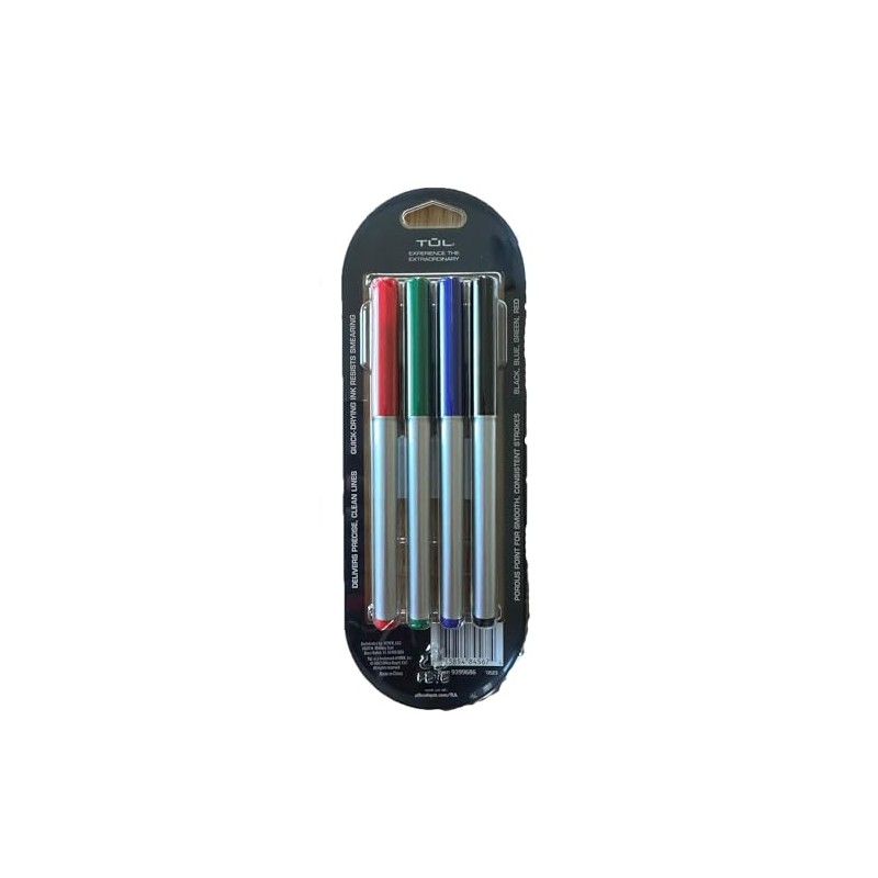 TUL® Fine Liner Felt-Tip Pens, Ultra-Fine, 0.4 mm, Silver Barrel,