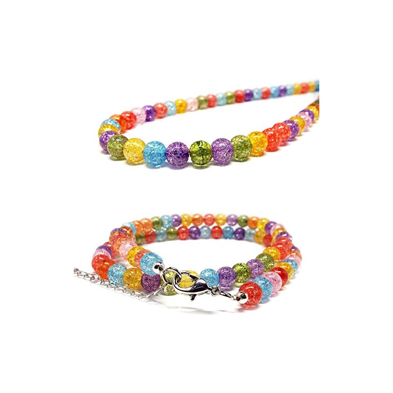 【SION】天然石 ネックレス ミックスカラー クラック水晶 約10mm