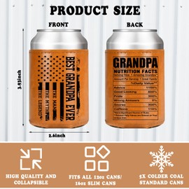 Grandpa Gifts Best Grandpa Ever Gifts - Grandpa Birthday Gifts for Grandpa Fathers Day for Grandpa - Grandpa Gifts From Grandkids - New Grandpa Gifts Leather Can Cooler for Men 12Oz