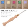 Punch Needle Tool Solid Wood Handle Adjustable 5mm 3.5mm 2.5mm