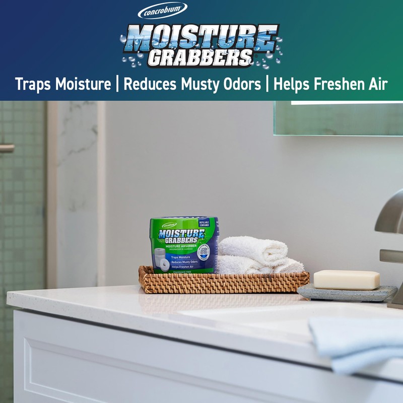 Concrobium 378490 Moisture Grabbers Moisture Absorber Refillable Container, Fragrance Free