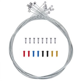 mirito Bicycle Brake Cable 8 Pieces 1.7 m with 16 Cable End Caps Bicycle Brake Cable Brake Cable for Mountain Bikes and Road Bikes (Double Heads)