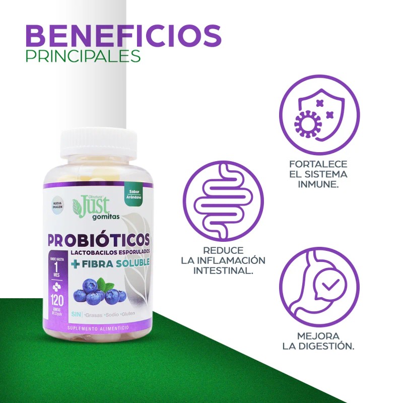 Probióticos + Fibra 120 Gomitas Olnatura Just