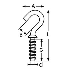 STEELGEAR Threaded Hook - A4 (Marine Grade) Stainless - 1 Pack