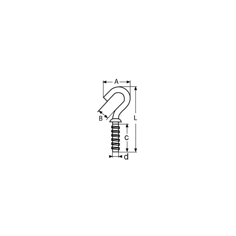 STEELGEAR Threaded Hook - A4 (Marine Grade) Stainless - 1