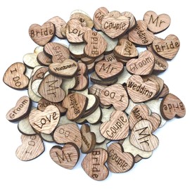 15mm Wedding Mix Love Hearts Wooden Shabby Chic Craft Scrapbook Vintage Confetti Hearts (250)