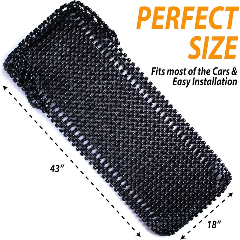 ZONETECH Black Wooden Beaded Comfort Seat Cover - Premium Quality