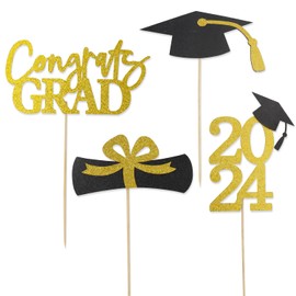 hhdatc Graduation Decorations Class of 2024 Centerpieces for Tables,Table Toppers Party Centerpiece Sticks Supplies Gold