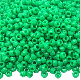 Auvoau 1000Pcs Pony Beads Bracelet 9mm Green Plastic Barrel Pony Beads for Necklace,Hair Beads for Braids,Key Chain,Jewelry Making (Green)