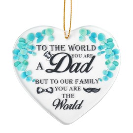 Father Day Gifts for Dads Birthday Gifts for Daddy Ornament Gifts for Daddy Heart Ornaments Hanging Father to The World You are A Dad But to Our Family You are The World Ornament Engraved