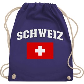 Shirtracer - Gym Bag Backpack - Football Euro World Cup - Bags - Switzerland Lettering with Flag | Switzerland, 20 Purple, Unit size