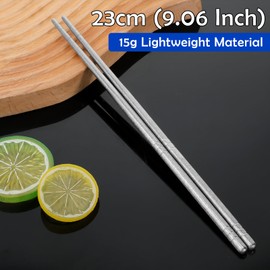 Titanium Chopsticks, 2 Pairs Metal Chopsticks Reusable Dishwasher Safe Japanese Korean Camping Chopstick 9 Inch Ultralight Pure Titanium for Home Travel Noodles and Sushi