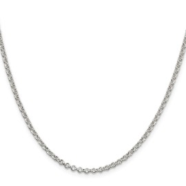 GlittersandGold Sterling Silver 2.5mm Rolo Chain Necklace