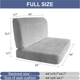 SHADEPLUS RV Dinette Cushions,Replacement Camper Cushions,RV Replacement Cushions with High Density Foam,RV Seat Cushions Including 1 Backrest & 1 Bench 44''Gery, Grey