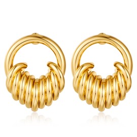 FILMOON Geometric Round Drop Dangle Earrings for Women 18K Statement Retro Earrings Multiple Styles Jewelry