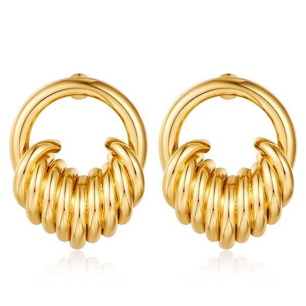 FILMOON Geometric Round Drop Dangle Earrings for Women 18K Statement