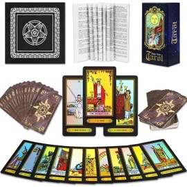 Juguetes De Adivinación,Cartas De Tarot,Tarot Deck,Baraja 78 Cartas De Tarot Con Guía,Cartas De Pvc Impermeable,Diseño De Lujo Con Lámina Dorada Clásica Con Exquisita Caja Para Principiantes
