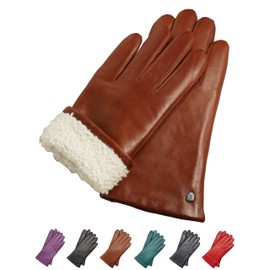AKAROA ESTD 2019 MIA Women's Leather Gloves, Touchscreen Function, Italian Leather, Lining Made of Original New Zealand Lambskin, 4 Sizes S - XL, Mia Cognac