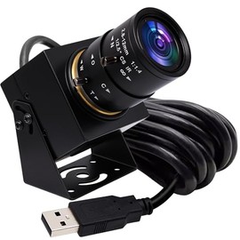 ELP Cámara USB 4K con micrófono Zoom manual Cámara web de 2,8 a 12 mm de enfoque variable PC Cámara web Mini UVC USB2.0 IMX317 USB Seguridad Cámara 8mp Industrial Primer plano Web_Cámaras para