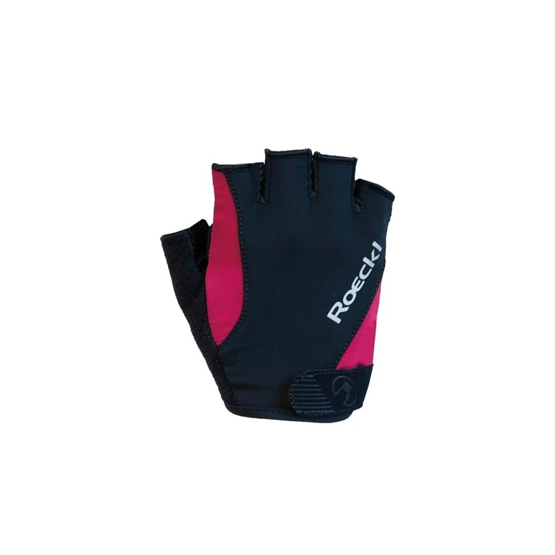 Roeckl Sports Cycling Gloves Basel, Performance Unisex Finger Gloves, Black/Raspberry