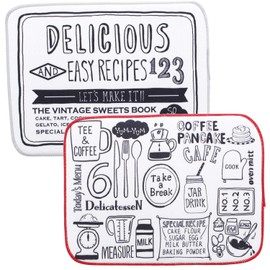 Living Room (Living) Sink Mat Black & White Approx 40 × 30 cm doraingumatto Delicious & Recipes Moisture Wicking Quick Dry 2 Piece