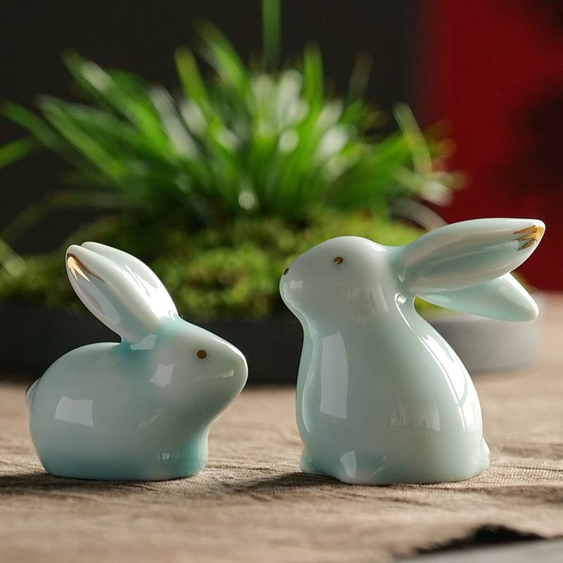 MOZEO One Set Ceramic Bunny Ornaments Tea Pet Cute Rabbit