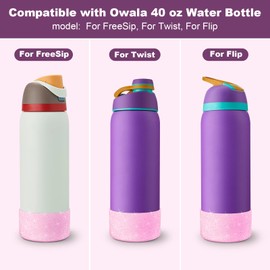 2 PCS Glitter Silicone Boot for Owala Water Bottle 40 oz, Anti-Slip Protective Sleeve for FreeSip/Twist/Flip Stainless Steel Water Bottles Accessories