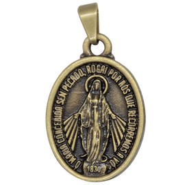 Small Miraculous Medal | Our Lady of Grace | Great Catholic Gift for First Communion and Confirmation | Add Pendant to a Chain or Cord | Gold-Tone Antique Finish