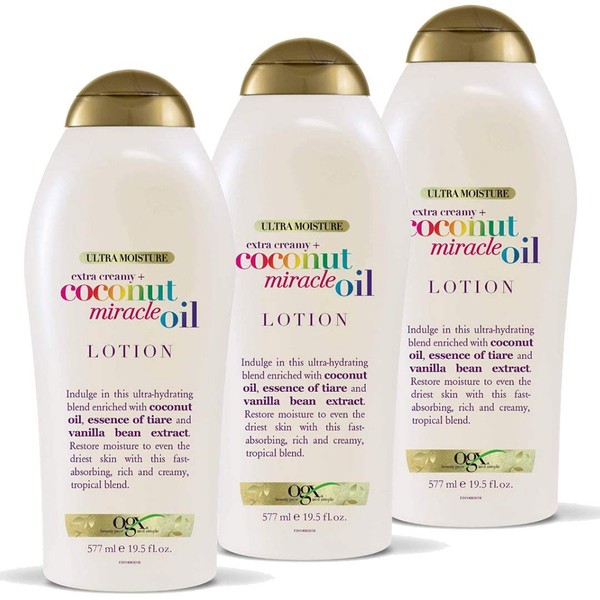 OGX Extra Creamy + Coconut Miracle Oil Body Products (Lotion, 19.5 oz Pack of 4)