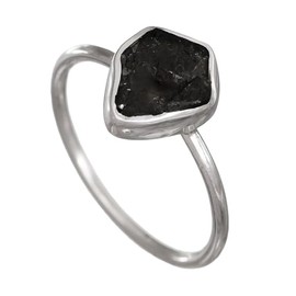 I-be, Tourmaline Gemstone Ring Black Natural 925 Sterling Silver 1080ROH Black, Silver, Tourmaline