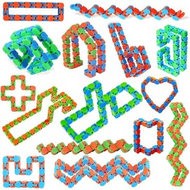 20pcs Random 24 Links Wacky Tracks Snap and Click Fidget Toys, Finger Sensory Toys, Snake Puzzles for Stress Relief, Party Bag Fillers, Party Favours, Random Color，Party Supplies，Carnival Gift